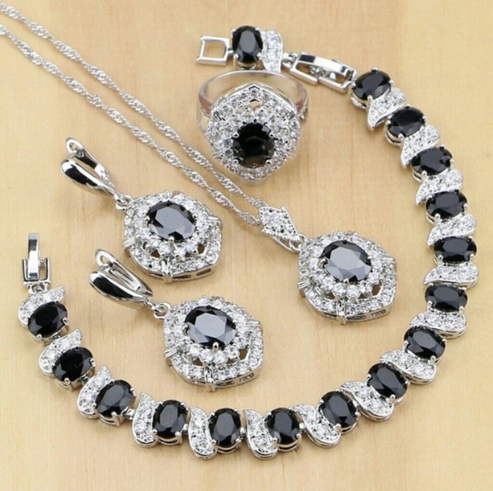 Elegant 4pc Black Topaz jewelry set